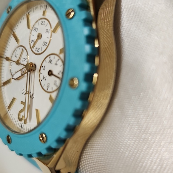 Turquoise and Gold Guess Watch - Picture 7 of 7